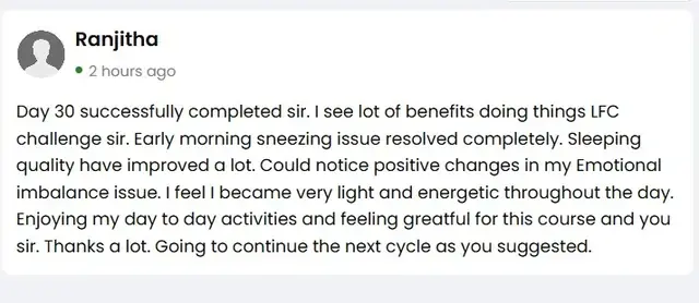 Testimonial from Ranjitha